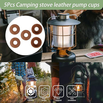 216-5091 Leather Pump Cups(5PCS) Compatible with Coleman lanterns and stoves (Fits for models 220 200 242 425 413 236 237)-Leather Pump Cups diameter is approximately 7/8"