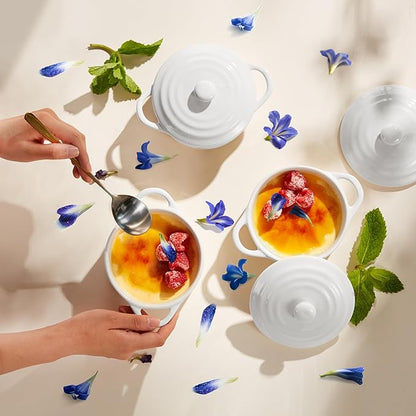 Kook Ceramic Mini Cocotte Set, Small Casserole Dishes