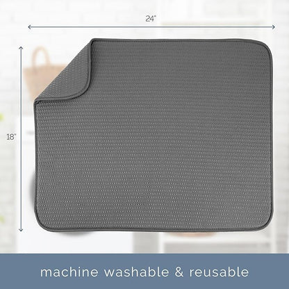S&T INC. Dish Drying Mat XL, 18” x 24”, Absorbent Microfiber Kitchen Counter Mat