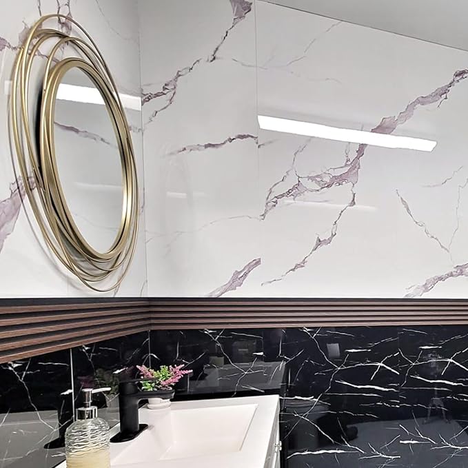 Dundee Deco Faux Marble Wall Panels - 2 ft X 4 ft - Glossy