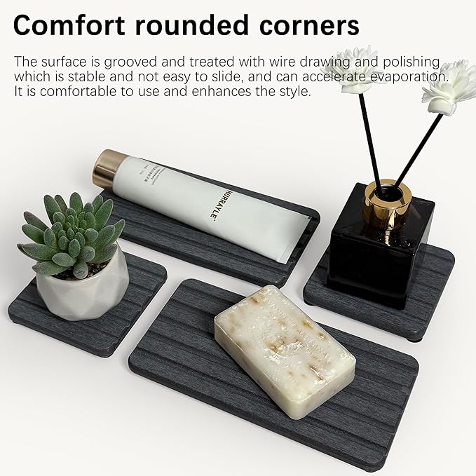 Set of 4 Bathroom Vanity Tray, Quick-Dry Diatomite Kitchen Tray