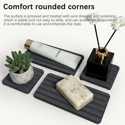 Set of 4 Bathroom Vanity Tray, Quick-Dry Diatomite Kitchen Tray