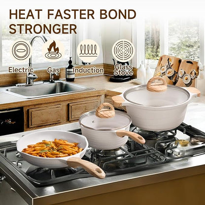JEETEE 23pcs Pots and Pans Set Non Stick, w/Frying Pans, Sauté & Griddle &