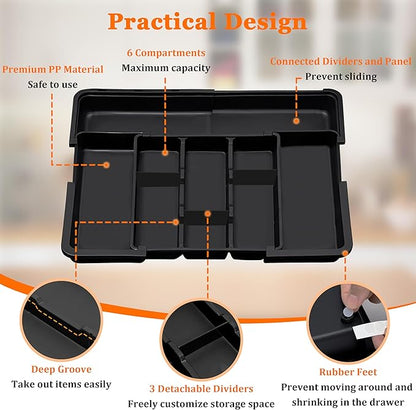 Spaclear Large Utensil Drawer Organizer Expandable Silverware Organizer