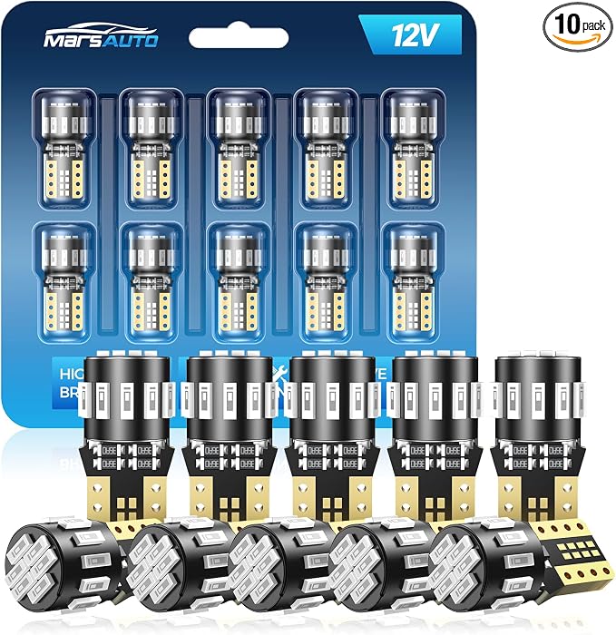 Marsauto 194 LED Bulb Blue for Dome Map Light, 168 2825 W5W T10 Wedge Replacement Super Bright LED Light Bulbs for Car Courtesy Step Dash Side Marker Trunk Light (Pack of 10)