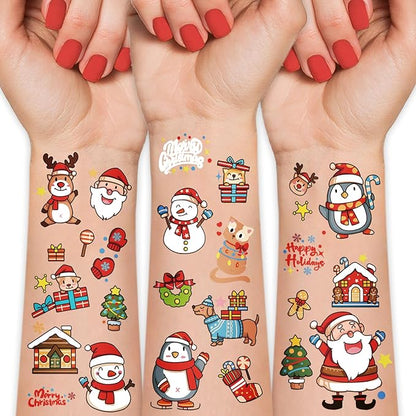 36 Sheets Christmas Temporary Tattoos, Snowman Penguin Elk Santa Tattoos for Christmas Stocking Stuffers & Gifts Party Favors for Kids, Waterproof Available for 2-3 Days, Makeup Remover Water Washable