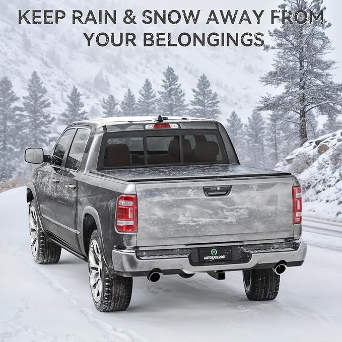 AUTOSAVER88 FRP Hard Tri-fold Truck Bed Tonneau Cover Compatible with Dodge Ram 1500 2002-2026 (Classic & New), Fit for Dodge Ram 2500 3500 2003-2026 6.4ft Bed Without Rambox