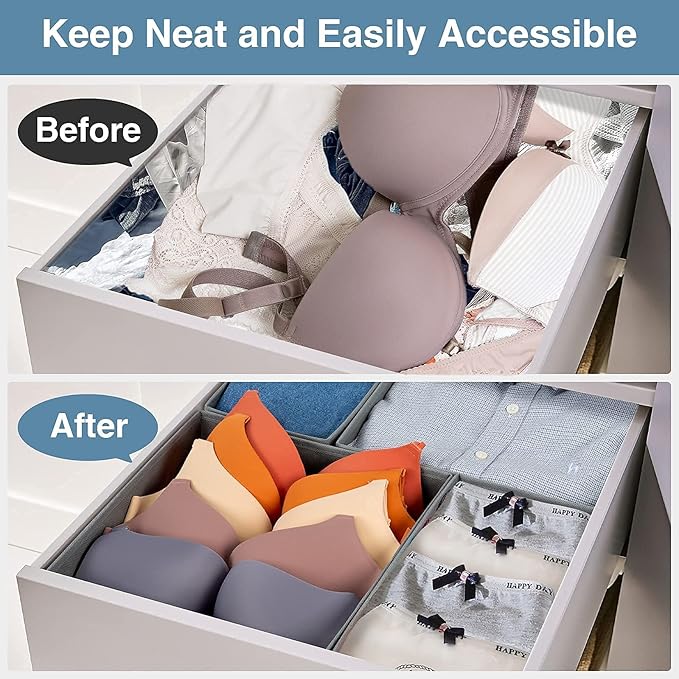 Criusia Drawer Organizer Clothes, 8 Pack Underwear Organizer, Foldable Closet