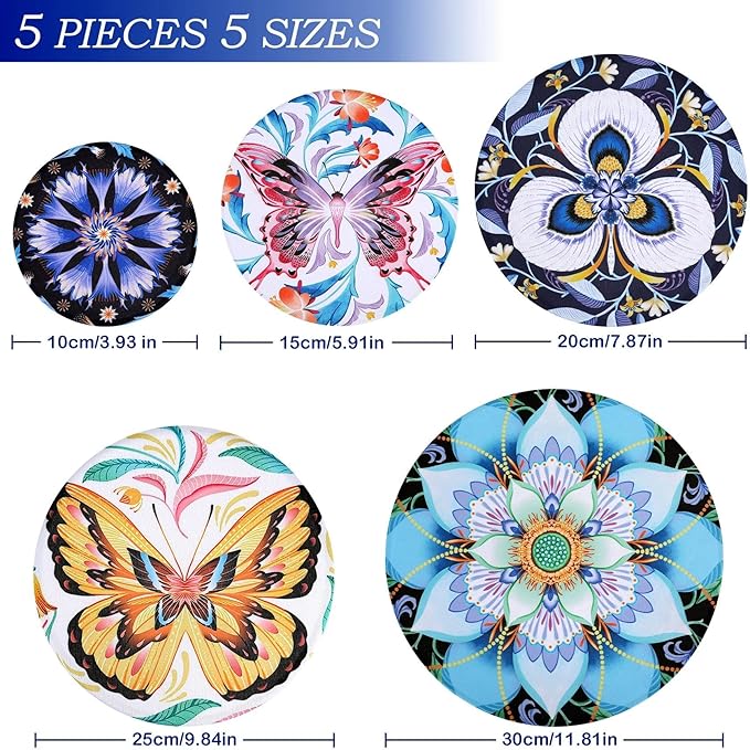 5 Pieces Bowl Covers Reusable, 5 Size Elastic Cloth Bowl Covers
