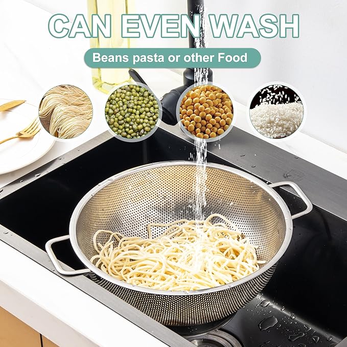 Kaishun Colander Stainless Steel 3-Quart, Kitchen Strainer