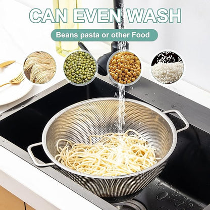 Kaishun Colander Stainless Steel 3-Quart, Kitchen Strainer
