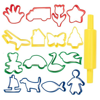 READY 2 LEARN Dough Roller and Cutters | Set of 17 | Dough Tools