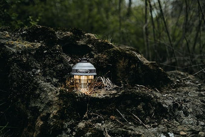 Barebones Beacon Hanging Light ??State Grey, Rechargeable LED Camping Lantern with Adjustable Brightness ??Weatherproof Vintage-Style Hanging Lantern for Outdoor Adventures and Year-Round Use