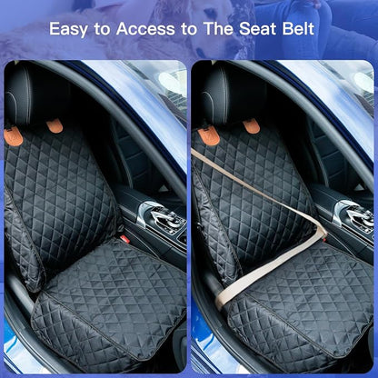 PETICON Front Seat Cover 2 Pack, Full Protection Dog Car Seat Cover with Side Flaps, Nonslip Scratchproof Captain Chair Seat Cover Fits for Cars, Trucks, SUVs, Jeep, Black