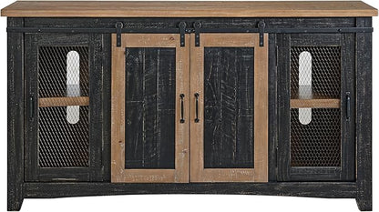 Martin Svensson Home Rustic 65" Black and Driftwood Solid Wood TV Stand
