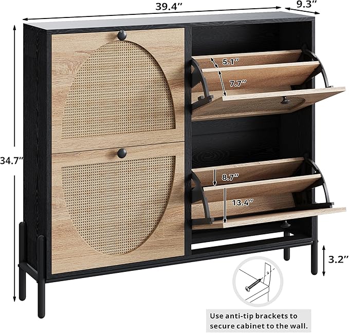 IRONCK Rattan Shoe Cabinet Storage