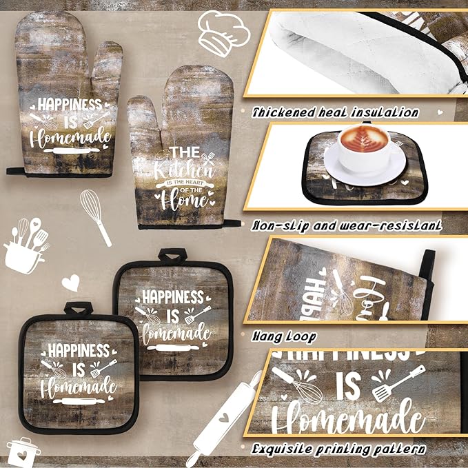 Fourluoo 10 Pcs Farmhouse Kitchen Decor and Accessories Set 4 Kitchen Towels 2