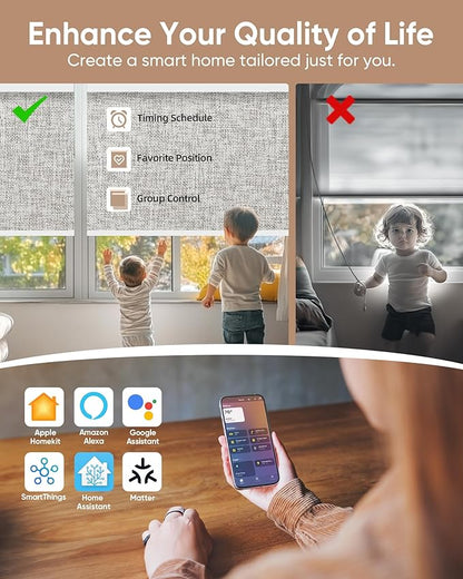 Kincmo Motorized Blinds with Remote, 100% Blackout Motorized Roller Shades Work