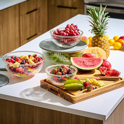8pc Ribbed Glass Mixing Bowls