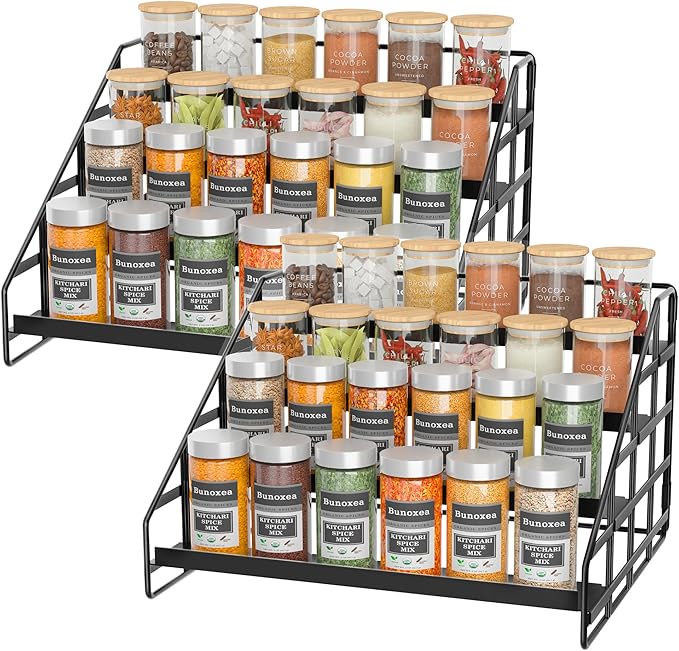 Bunoxea Spice Rack 4 Tier Kitchen Cabinet Organizer, Countertop Spice Rack