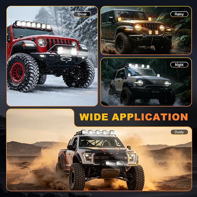 4 Inch LED Pod Driving Lights with Remote, 100W 8500LM Offroad Cube Spotlights with Amber DRL, Ultra-Wide Ditch Light, Hyper Spot Beam 2 Modes Auxiliary Lights, for Truck Jeep ATV, 5 Pair