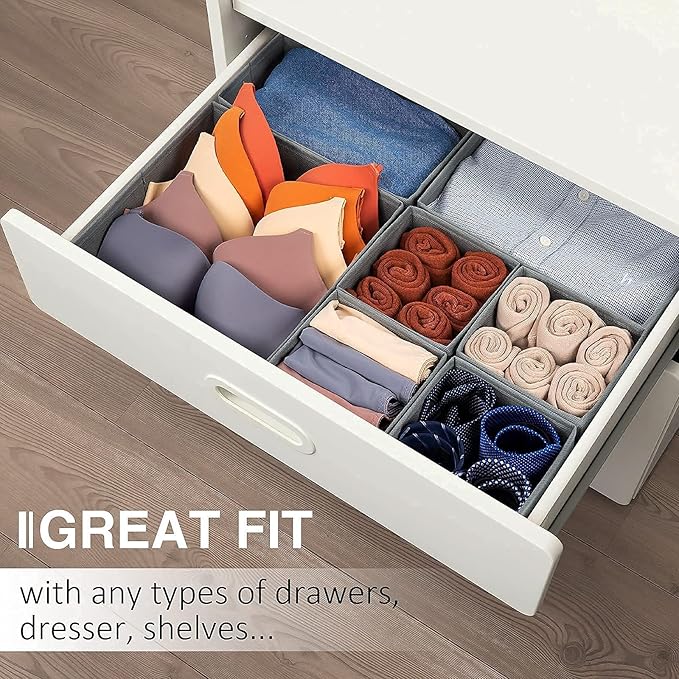 Criusia Drawer Organizer Clothes, 8 Pack Underwear Organizer, Foldable Closet