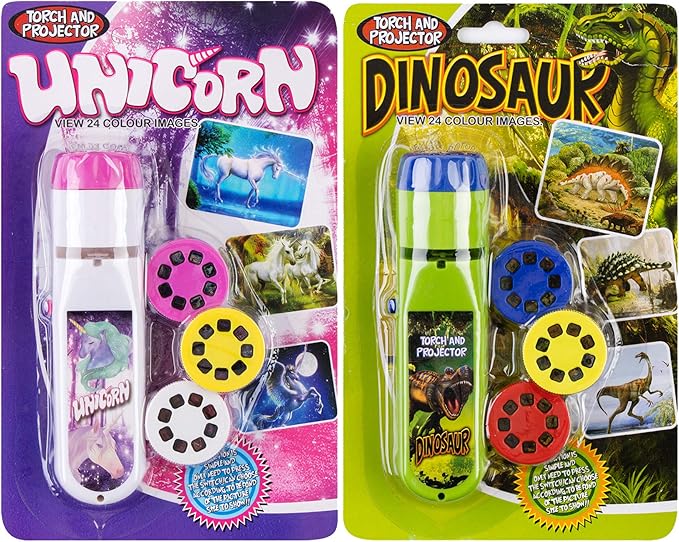 Georgie Porgy Slide Torch Projector Toys Flashlight for Kids Educational Toys Science Set Wall Ceiling Tents Night Lamp Gifts for Boys Girls (Dinosaur + Unicorn)