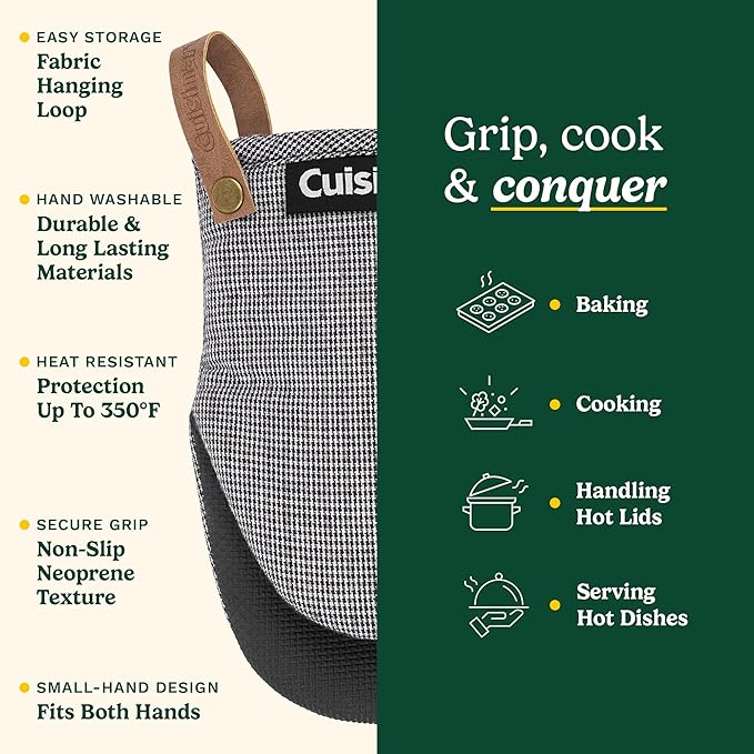 Cuisinart Heritage Mini Oven Mitts – 5.5” x 7” Heat-Resistant Kitchen Mitts