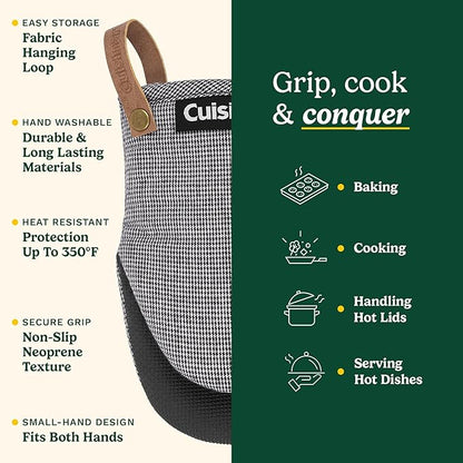 Cuisinart Heritage Mini Oven Mitts – 5.5” x 7” Heat-Resistant Kitchen Mitts