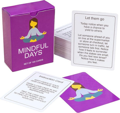 100 Mindful Days - Daily Mindful Activity Cards – Self-Care & Gratitude Prompts for All Ages | Portable Travel Deck for Mental Wellness, Focus & Stress Relief