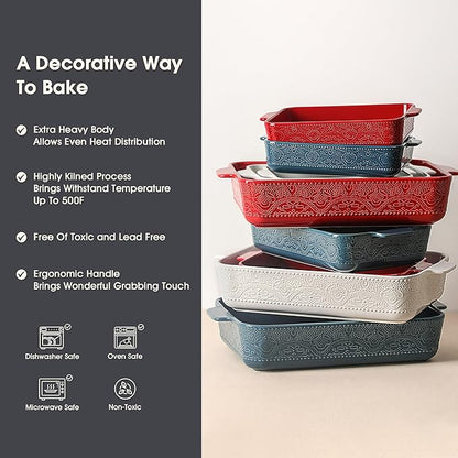 Ceramic Baking Dish Set of 3, Casserole Dishes