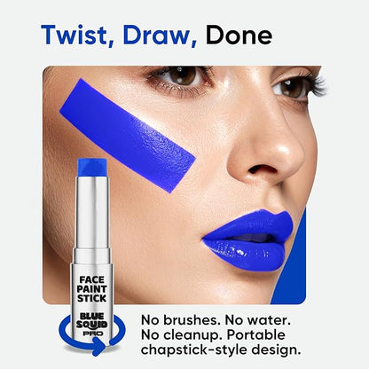 Blue Squid PRO Blue Face Paint Stick - Waterproof Blue Body Paint for Skin Adults & Kids Eye Black Baseball, Eyeblack Softball - Hypoallergenic Twist-Up Non-Toxic Makeup Stick for Cosplay, Sports, SFX