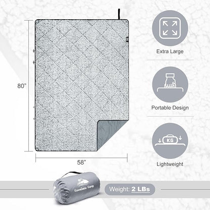 Sherpa Warm Outdoor Camping Blanket - Waterproof Stadium Blanket for Cold Weather, Camp, Sports Mom and Concert - Camping Quilt 80" X 58" (Gray)