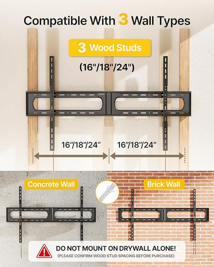 monTEK Heavy Duty XXL Fixed TV Wall Mount