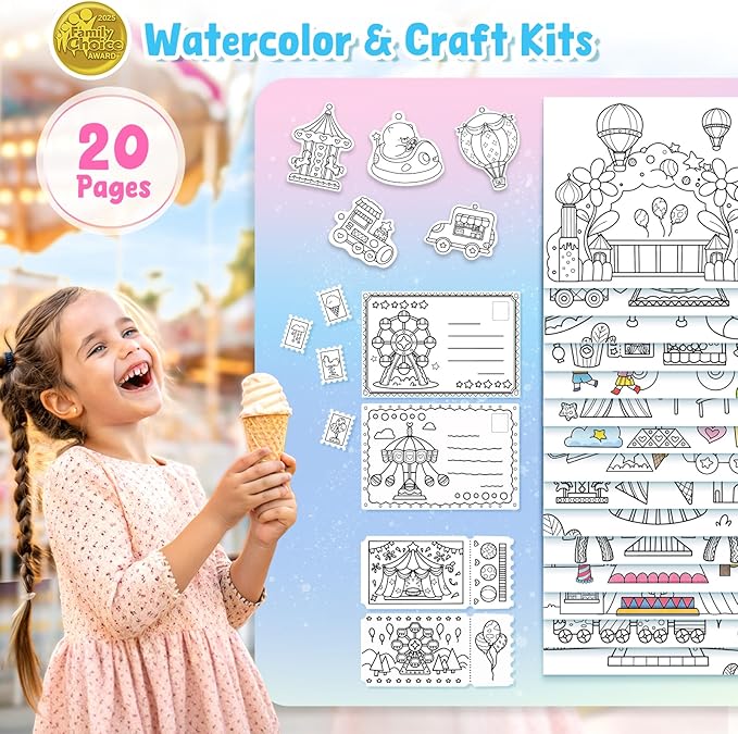 JoyCat Paint with Water Coloring Books for Toddlers, Watercolor Painting Sets for Kids Ages 3-5 4-8, Arts and Crafts Drawing Activities Toy Birthday Gift for Boys Girls (Funfair)