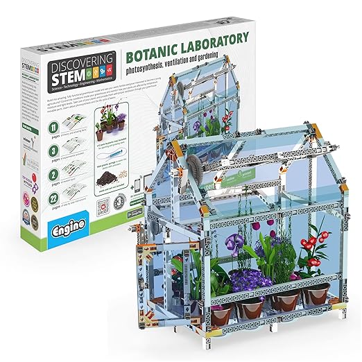 Engino- STEM Toys, Building Set for Kids 9+, Botanic Laboratory- Fully Functional Greenhouse, STEM Kit, Gift for Boys & Girls, Engineering Kit, Learning & Education Toys