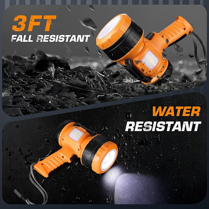 EverBrite Zoomable Rechargeable Spotlight with Foldable Stand, Handheld LED Spotlight Flashlight with 5 Modes, 600M Range, Spot Light for Hunting Boating Camping Hiking Outdoors Searching, 1200 Lumens