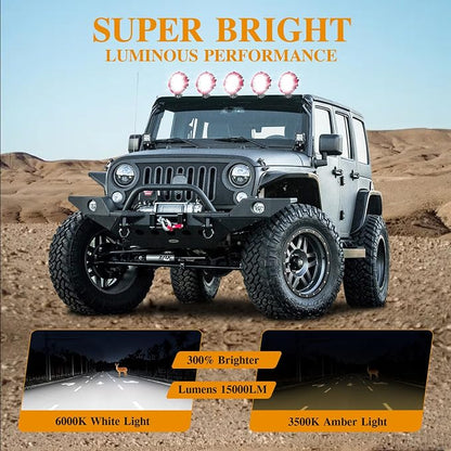 4 Pcs 201W Led Light, 7 Inch Round Led Light Bar Off Road Auxiliary Driving Lights Pod Lights for Vehicle Accessories Pickup Trucks Snowmobile RV ATV UTV, Red