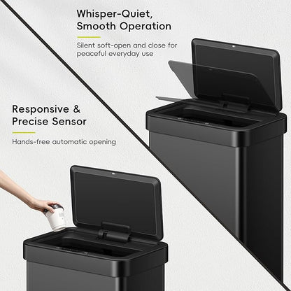 EKO EcoNova 13.2 Gallon/ 50L Automatic Sensor Kitchen Trash Can, Stainless