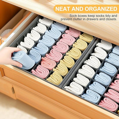 Joyoldelf Sock Drawer Organizer Divider Underwear Organizer 24-cell Fabric