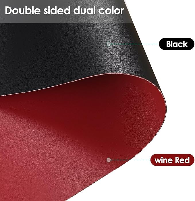 Leather Table Cover,1.8mm Thick,42x72 Inch Table Protector,Table Protector for Dining Room Table,Dining Room Table Protector Pad.(Black+Wine Red,42x72)