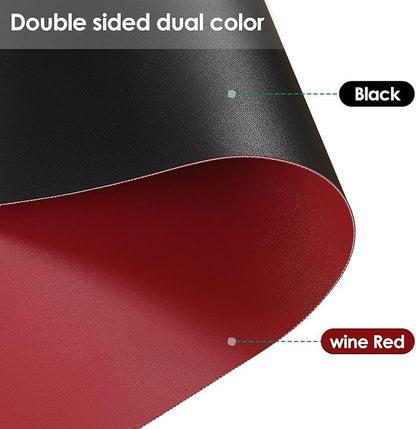 Leather Table Cover,1.8mm Thick,42x72 Inch Table Protector,Table Protector for Dining Room Table,Dining Room Table Protector Pad.(Black+Wine Red,42x72)
