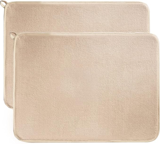 Dish Drying Mats for Kitchen Counter, 2 Pack Dish Drying Pads Dish Rack Mat