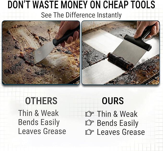 Grill Scraper, Stainless Steel Food Scraper