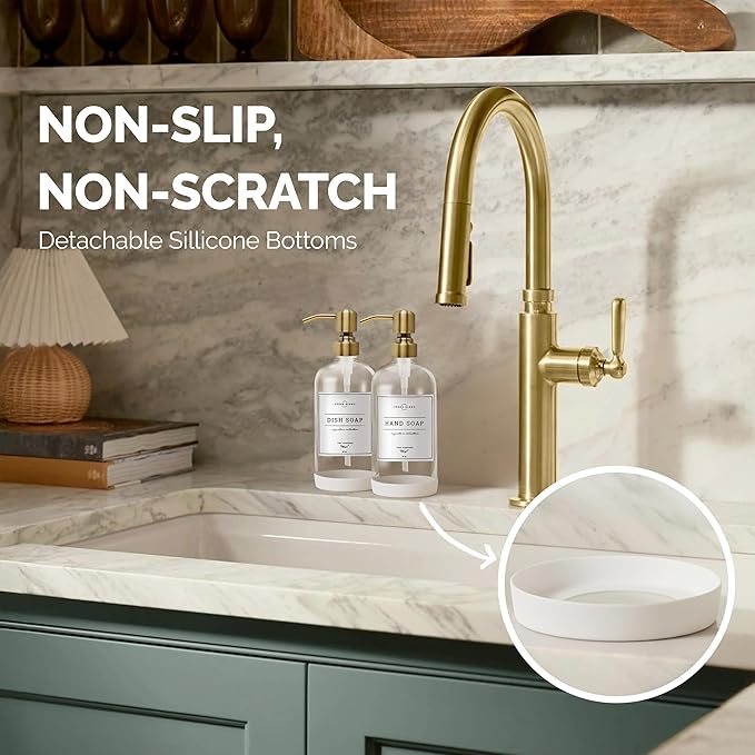 Vine Creations Clear Glass Soap Dispenser, 2 Pack Kitchen Soap Dispenser Set