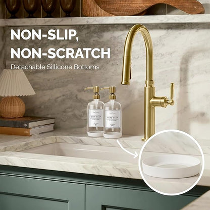 Vine Creations Clear Glass Soap Dispenser, 2 Pack Kitchen Soap Dispenser Set
