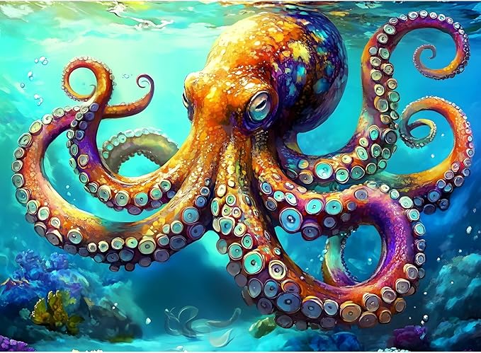 500 Piece Jigsaw Puzzle for Adults, Octopus Jigsaw Puzzle, Underwater World Ocean Theme Jigsaw Puzzles for Adults Seniors, Fun Challenging Family Games Holiday Party Gifts 20.5×15 in