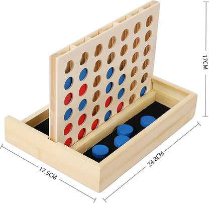TOWO Wooden 4 in a Row Game - Classic Strategy Game for Adults Children-Connect The 4 Discs of Same Colour in a Row - Travel Games Family Board Games Toys Gift for 6 Years Old Kids Boys Girls Adults