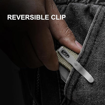 Kizer Bulldog Pocket Knife, 3 In Nitro V Blade Folding Knife Micarta Handle Camping Hunting Knife with Reversible Clip, Clutch Lock Small EDC Knives for Men Women V3672A3