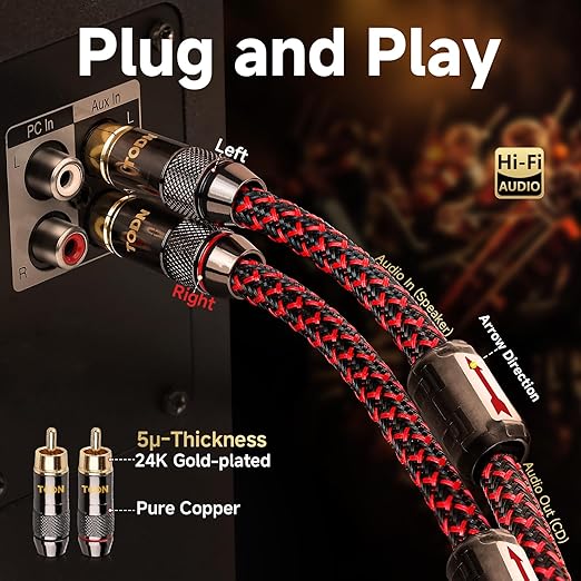 TODN HiFi 4-Core-OFC RCA Cables